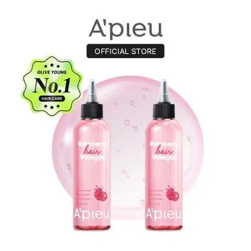 [MISSHA Official] A’pieu Raspberry Hair Vinegar Scalp Detox Rinse – Removes Buildup & Boosts Shine (1 Month supply, 2 Pack)