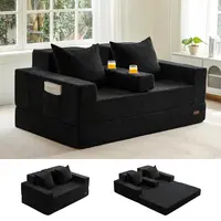 MAXYOYO Loveseat Sofa Bed, 64" Foldable Floor Sofa Couch in A Box with 2 Cup Holders, 4 in 1 Convertible Boneless Couch Folding Recliner Sleeper Chair for Living Room, No Assembly Required, sofa bed | Living Room | summer sale