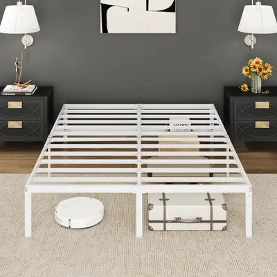 SHA CERLIN 18"/14"/12" Height Platform Bed Base, Heavy Duty Metal Bed Frame, Steel Slats Support, No Box Spring Needed, Twin/Full/Queen/King Size,Queen Bed Frame, Twin Bed Frame, sohochic