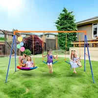 VEVOR Swing Sets for Backyard,  600lbs Load Capacity Swing Set, with 1 Saucer Swing Seat, 2 Belt Swing Seats, Heavy Duty A-Frame Metal Swing Stand and Adjustable Rope, Swingset Outdoor for Kids#SohoChic