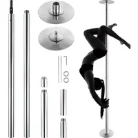 VEVOR Professional 45mm Heavy-Duty Stainless Steel Dancing Pole - Gymnastics Equipment with Spinning Mode & Static Option, Portable Removable Poles, Height Adjustable for Home Gym, Silver, Suitable for Everyone, Unisex#SohoChic