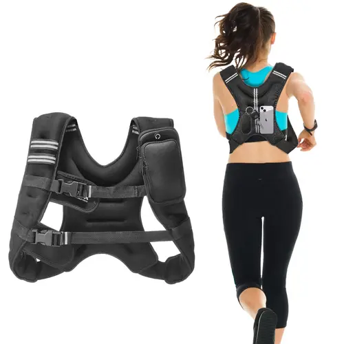 VEVOR Unisex Weighted Vest - 12 lbs Muscle Exercise Equipment with Reflective Stripe, Adjustable Buckle, Dual Pockets, 35–45" Fit Range for Resistance Training, Strength Training, Weight Loss#SohoChic