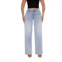 【Short】Magic ONESO Mid-low Rise Baggy Jeans Stretchy Wide Leg for Women Distressed Pants Womenswear Bottom 8001 Lady Basic Minimalist Comfortable Denim Tummy Control Curve Hugging Plus Size Regular Size BBL