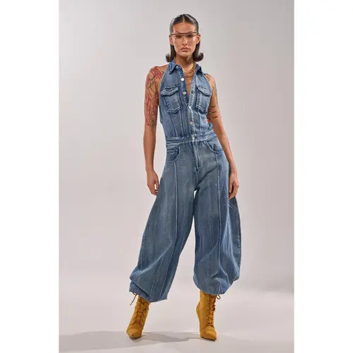 JETSETTER JUMPSUIT IN MEDIUM BLUE DENIM