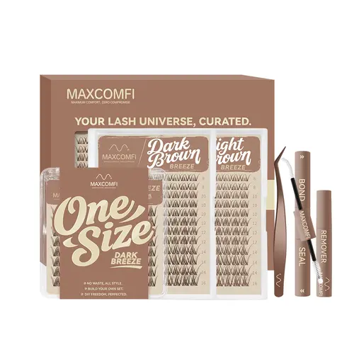 MaxComfi Brown Breeze Spider Individual Eyelashes, DD-Curl DIY Lash Clusters, Super Soft Thin Band, Waterproof Long-Lasting, Beginner-Friendly Daily Wear False Lashes for Flawless Voluminous Look, Individual Lashes Summervibes