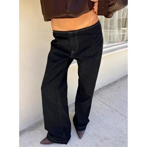 Buenos No Waist Low Rise Straight Leg Jeans Raw Denim
