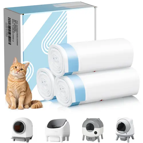Warcat Drawstring Litter Box Liners, 45-Count Bulk Pack, 15.4" x 24.8" Heavy-Duty Rip-Resistant Leak-Proof Odor Control Bags for Automatic Self-Cleaning Litter Boxes,sohochic