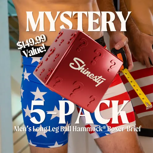 Shinesty Mens Mystery Boxer Brief 5-Pack - Ball Hammock® Pouch Support, Long Leg 8.5 Inch Inseam, Silky Soft, Stretchy, Breathable Natural MicroModal Fabric, Best Mens Underwear