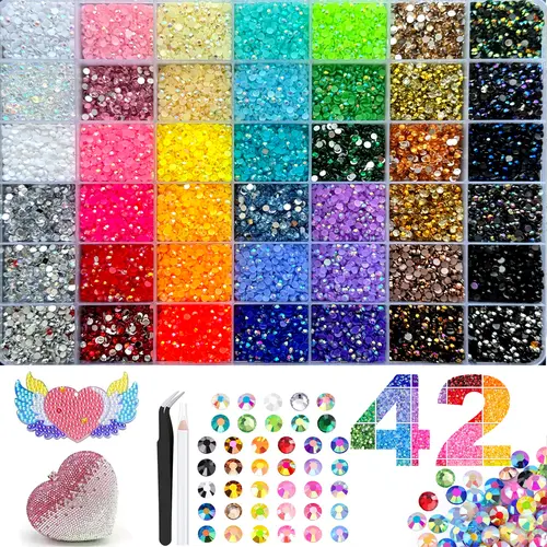 42000Pcs 42Colors 3mm Round Glitter Rhinestones Bedazzling Multi-Pack Kit - Nail Tech Supplies, Sufficient Quantity for Nail Art, DIY Crafts, Ultimate Creative Gift for Her,my bedazzles item,sohochic,bedazzler kit with rhinestones,sparkles,sohochic