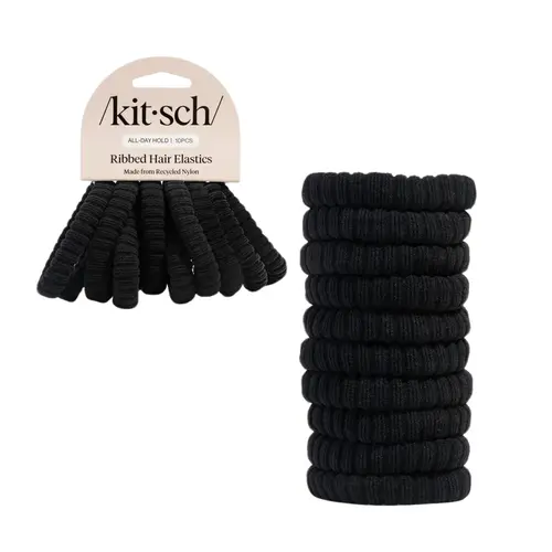 Black Ribbed Hair Elastics
