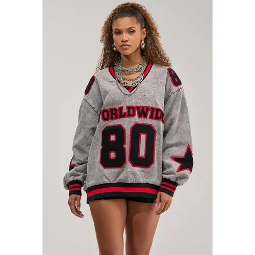 IN MY OWN WORLD DENIM SWEATSHIRT
