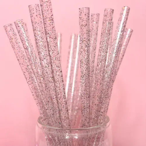 Glitter Reusable Straws (20 Pack) – 9" Iced Coffee & Party Drink Straws | Dopamine Party Glitter