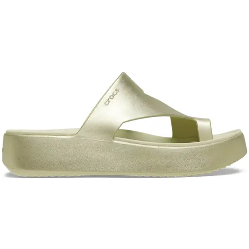 Crocs Women's Getaway Metallic Toe Loop Platform Sandals, Stylish, Champagne Metallic