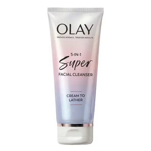 OLAY Super Cleanser Cream - Gentle, Effective Foaming Facial Wash for Adults with Vitamin C, Niacinamide, Hyaluronic Acid, Smooth Texture, Cleanses, Hydrates, Evens Tone, Boosts Radiant Moisture, Serum, Brightening Benefits