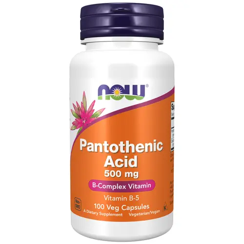 NOW Supplements Pantothenic Acid (Vitamin B-5) 500 mg Daily Multivitamin Capsules - 1968 Family Brand, 100-Cap Supply, Gluten Free, Vegetarian, GMP Quality Assured for Energy Boost & Body Health