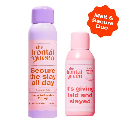 The Frontal Queen Melt & Secure Duo – No White Cast Lace Melting Spray + Strong Hold Lace Adhesive Spray for Sweatproof, Long-Lasting Wig Installs | Humidity-Resistant, Flawless Hairline Melt System for Frontals, Closures, and Glueless Wigs tiktokshopspri