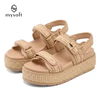 Mysoft Women's Buckle Platform Wedge High Heel Sandals - Open Toe, Thick-Soled Chunky Shoes, Cushioned Insole, Height-Boost Comfortable Block Heel Summer Footwear, Ideal Gift, TikTok Shop Back to School,sohochic
