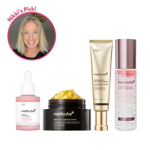 [medicube] Licensed Esthetician Nikki's New Year New You Set | Includes PDRN Collagen Glow Jelly Mist Serum, PDRN Peptide Serum, Deep Vita C Capsule Cream, Deep Reviving Peptide Eye Cream