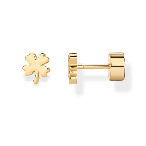 PAVOI 14K Gold Plated 925 Sterling Silver Post Flat Back Stud Earrings for Women - Clover Cartilage Earrings - Trendy Helix Jewelry