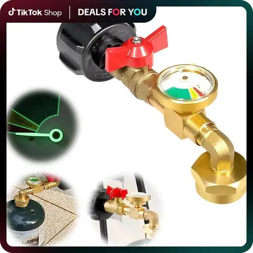 Safety Propane Refill Adapter with Safety Valve, Glow-In-The-Dark Gauge, PVC Body Resists Rough Outdoor Wear, Ball-Valve Control, Tool-Free Quick Setup - Versatile 1 lb Tank Gas Cylinder Filling Connector for Outdoor Activities (dealsforyoudays),sohochic
