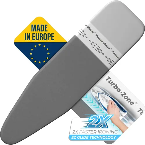 Bartnelli Replacement Ironing Board Cover, Made in Europe with New Patent Technology | 54x15 Iron Board Cover Featuring Park & Turbo Zone, Scorch Resistant 100% Cotton Thick Layered Top