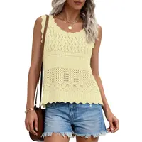 PrettyGarden  Crochet Tank Tops For Women Summer Spring Boho Sleeveless Cute Knit Sweater Vest Trendy Beach Vacation Clothes#Summervibes#SwimWeek#DealsForYouDays