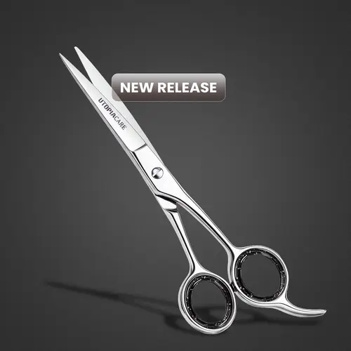 Utopia Care 6.5” Salon-Grade Stainless Steel Hair Shears - Razor-Sharp Blades, Removable, Finger Rest Hold, Body-Safe Scissors, All Ages, Curly Hair Trimming, Home Haircut Tool, Shears For Hair, Body-Safe Hair Scissors