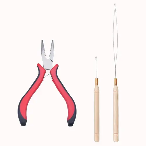 GOO GOO Hair Extension Tools Kit, 1 Plier, 1 Needle Pulling Hook, 1 Micro Ring Loop (3Pcs Tools) for Professional Hair Styling Tools Accessory summer hairstyles #tiktokshopbacktoschool #sohochic