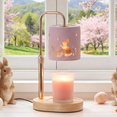 Pink Candle Warmer Lamp with Timer - Height Adjustable Wax Melter, Dimmable Light Candle Holder Decor for Cozy Desk or Bedroom Glow, Women Gifts, Indoor,sohochic