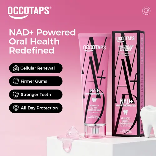 OCCOTAPS Nano Hydroxyapatite Toothpaste | Peach Flavor | Gum Protection & Enamel Repair| NAD+| Brighten Teeth | Fluoride-Free