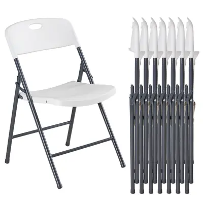 Sweetcrispy Heavy-Duty Plastic Foldable Chair - Ergonomic Back, 330 Lbs Weight Capacity, Stackable, Portable Indoor & Patio Furniture, Plastic Folding Chairs, Chairs