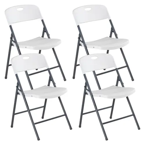 Sweetcrispy Heavy-Duty Plastic Collapsible Folding Dining Chair - Ergonomic Back, 330 Lbs Weight Capacity, Stackable, Portable, Lightweight Folding Chair for Home, Party Use, Collapsible Folding Chair