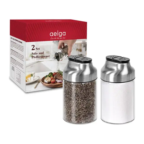 5 oz Transparent Glass Salt and Pepper Shakers Set - Kitchen Gadgets Utensils with Adjustable Pour Holes, Stainless Steel Lid Sugar Dispenser - Elegant Seasoning Serving Kitchen Table Accessories,sohochic