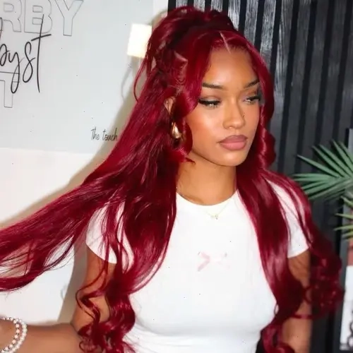 Tuneful 99j Burgundy 13x6 Lace Front Wigs Human Hair Burgundy Human Hair Layered Wig 180% Density Natural Straight Hair Wigs for Women Pre Plucked with Baby Hair