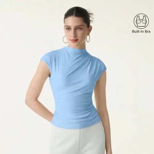 OGL SkinKiss Mockneck Ruched Cropped bra tops for Comfort and Style Comfy bra tops tank tops built in bra TikTokShopBackToSchool SohoChic
