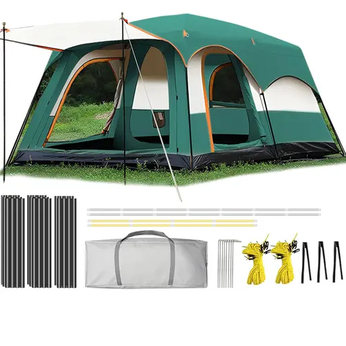 【Camping Essentials】2026 Extra Large 10-12 Person Multi-Person Tent, Waterproof Instant Setup Oxford Polyester Camping Tent with Lightweight Wear-Resistant Canopy, 3 Mesh Doors, Warm Windproof Portable Outdoor Equipment for Hiking, Glamping Gifts