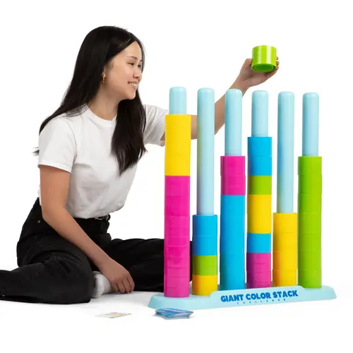 Giant Color Stack Challenge by Relatable – Strategy Stacking Game with 50 Puzzles, Backyard & Lawn Activity for Summer Parties, Outdoor Fun for Families & Groups, Ages 6+