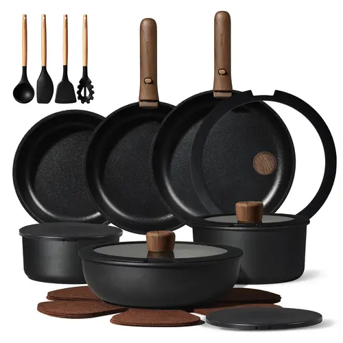 [Official]CAROTE 22pcs Nonstick Detachable Cookware Set Oven Safe, Pots and Pans Set, Dishwasher Safe