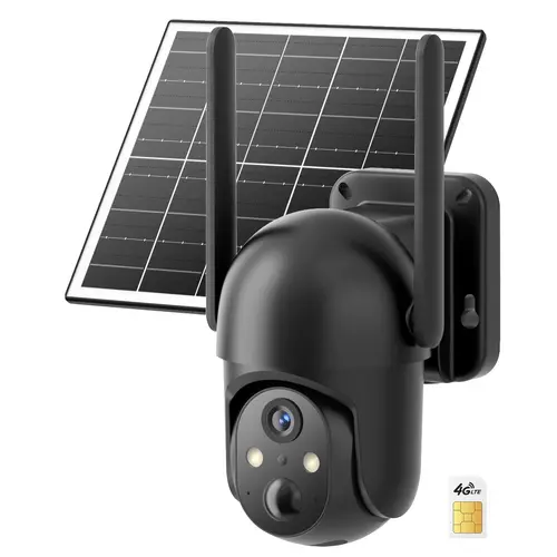 4G LTE Cellular Solar Surveillance Black Security Camera – 2K HD Video 360° View,NoWiFi, Remote APP Controlled,WaterProof,MotionActivated, NightVision, 4GData Card Included (Unlimited 4G data need activation) Connection out, Batteries, Motio