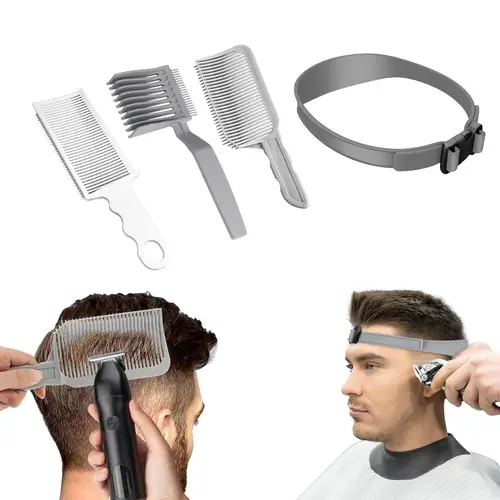 Unisex 4-Piece Hair Cutting Guide Kit - Professional Barber Haircare Equipment with Adjustable Silicone Band, Precision Guides for Accurate Home Hair Trimming, Heatless Hairdressing Tool Set,sohochic