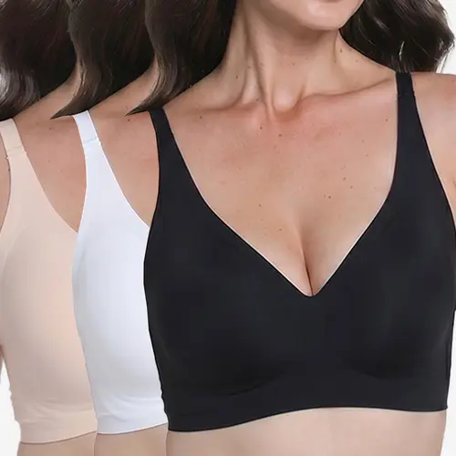 1/2/3PCS Jelly Bras for Women Seamless Deep V Bralette Wireless Bra Comfortable with Support and Lift no Underwire