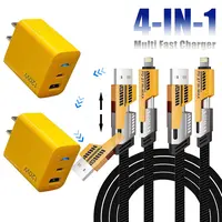 2-Pack Multiple Ports USB C/USB A Fast Charger Adapter with 4-in-1 USB C Cable 5FT Fast Charging Cord,  Compatible with iPhone17/16/15/14/13/12/Pro Max iPad Samsung Cellphone