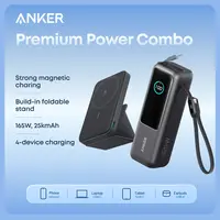 Anker 25000mAh 165W Power Bank Charger with Built-In & Retractable USB-C Cables, plus 5000mAh Magnetic Portable Charger (4-Port Compatible), Adulting Gifts,sohochic