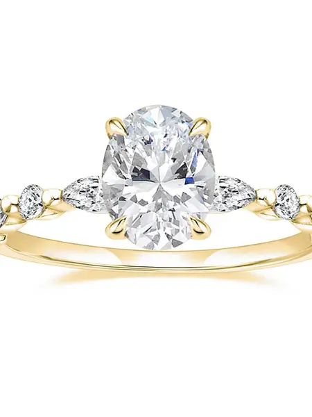 EAMTI 14K Gold Plated Engagement Ring 3 Carats Oval Cut Cubic Zirconia Wedding Solitaire Halo Promise Ring for Women