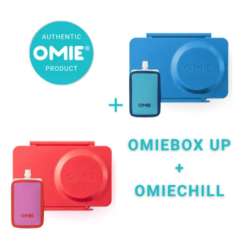 Omie UP Thermal Silicone Plastic Portable Bento Lunch Box - 12oz OmieChill Insulated Compartment, Stainless Steel Food Pouch, Ice Pack, Child-Friendly Divided Nontoxic Steel Lunch Container, Child-Friendly Lunch Boxes