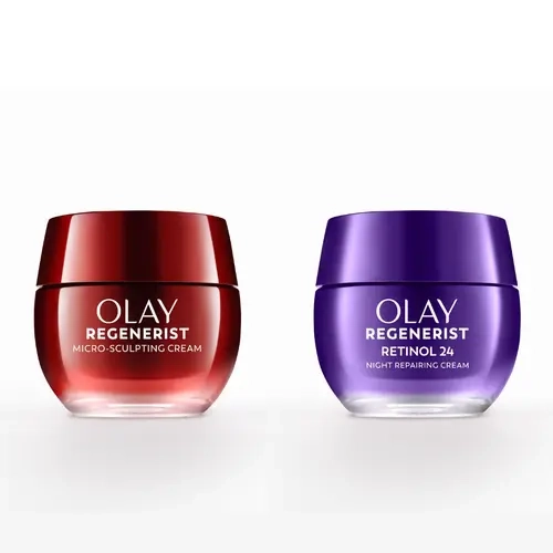 Olay Best Sellers Facial Moisturizer Power Pair - Micro-Sculpting Cream with Hyaluronic Acid and Bright Retinol-Infused Treatment, Vitamin B3-Infused, Hydrates Normal Skin for Smooth Skin Routine