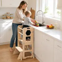 4-in-1 Toddler Kitchen Step Stool- Foldable Learning Tower with Blackboard for Kids Ages 1-3
