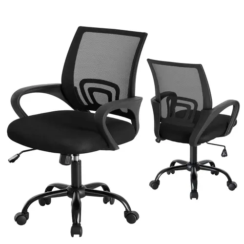Sweetcrispy Ergonomic Office Chair - Mid-Back with Lumbar Support, Rocking & 360° Swivel for WFH Setup, Home Office Ideas, Supportive Sitting, Low Back Pain Relief, Good Posture, Chair For Desk, Posture Fix