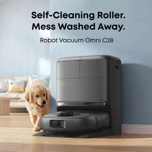 NEW eufy C28 Robot Vacuum and Mop Combo, HydroJet Self-Cleaning Roller Mop, DuoSpiral Detangle Brush, 15,000 Pa Turbo High Suction, 5-in-1 Robot Vacuum and AI Obstacle Avoidance, Powerful Suction Vacuum, Self Cleaning Vacuums,sohochic