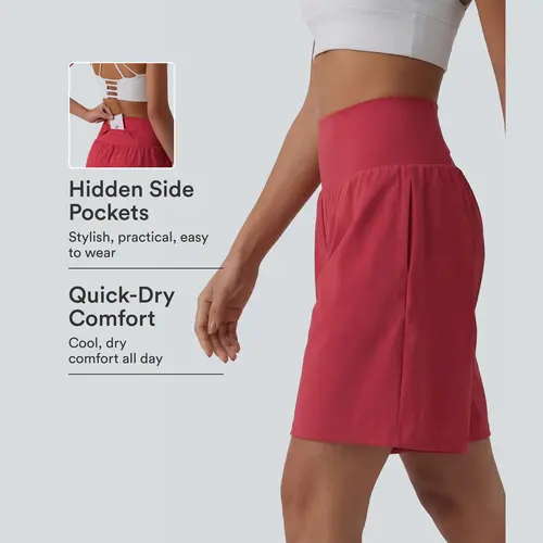 Halara SoftlyZero™ Airy Super High Waisted 2-in-1 InstantCool Yoga Shorts 9" with Pockets #BackToSchool